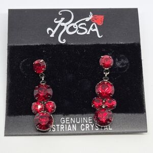 Vintage Rosa Red Austrian Crystal Earrings NEW CHRISTMAS PROM